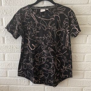 Anthro XS 9-HI5 cool fox/cat and key print tee